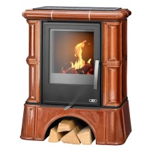 Kachlová kamna ABX Bavaria s výměníkem, kachlový sokl kaštan